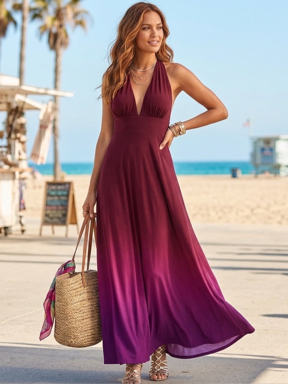 Elegant Burgandy Women's Dress